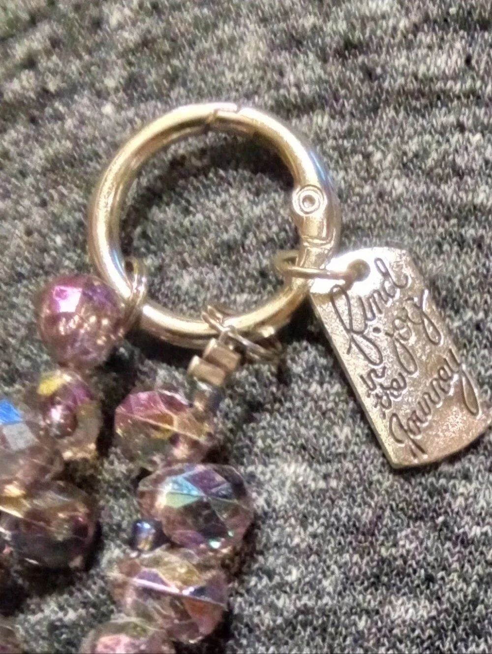 Beaded Lightweight acrylic phone Charm - Lavender Aurora